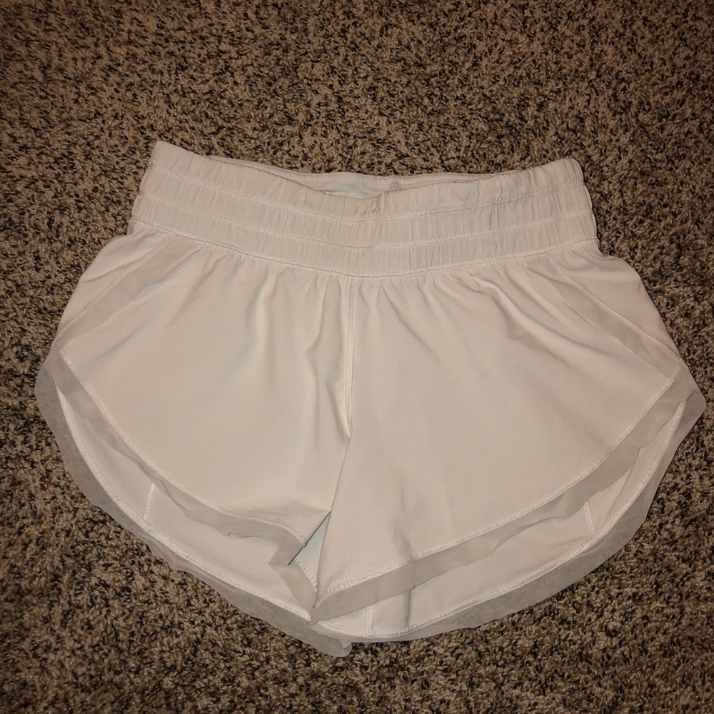 White LULULEMON overlap shorts - mesh detail